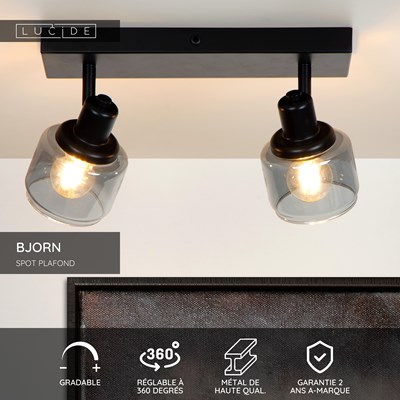 Lucide BJORN - Spot plafond - 2xE14 - Noir